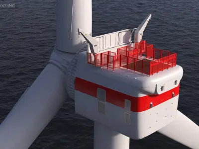 Crane Seasight Davits on Offshore Wind Turbine 3D model