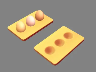 Cartoon  eggs in the egg tray Low-poly 3D model
