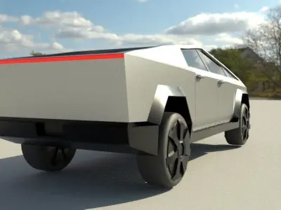 CyberTruck futuristic electric vehicle Low-poly 3D model