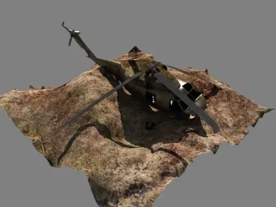 Crashed Helicopter Low-poly 3D model