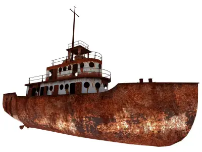Old Abandoned Rusted Ship Low-poly 3D model