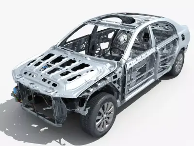 Car Frame with Chassis Engine 02 3D model