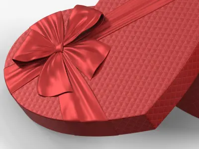 Open Heart Floral Box with Red Roses 3D model