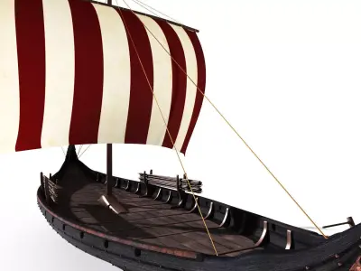 Oseberg Viking ship 2 Low-poly 3D model