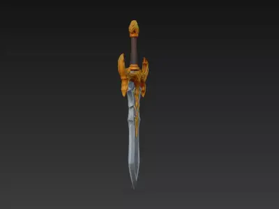Royal Guard Fantasy Sword - Low Poly Stylized 3D Weapon Low-poly 3D model