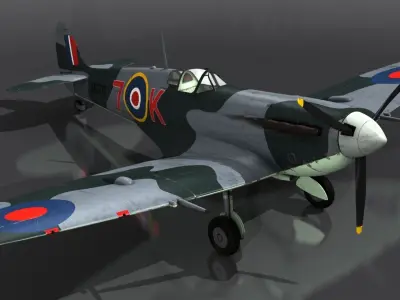 SEAFIRE MK IIC 880th Squadron Low-poly 3D model