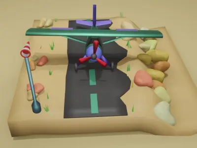 3d plane t in virtual world Free low-poly 3D model