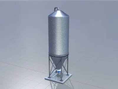 Grain silo with aluminum shell 3D model