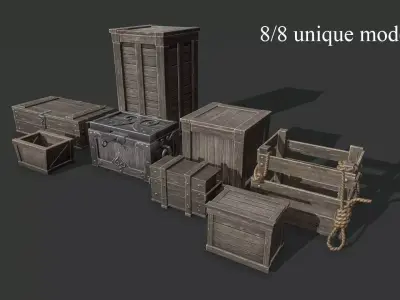Wooden Boxes Low-poly 3D model shop
