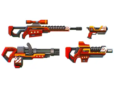 LowPoly Sci-FiCartoon Weapons Union Set Low-poly 3D model