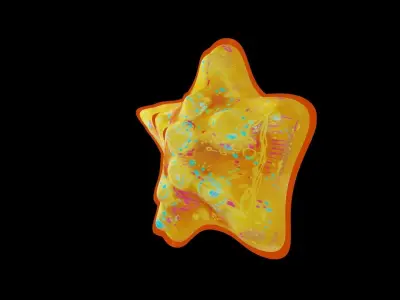 Neon Graffiti Starfish Cartoon HandDrawn Artistry Low-poly 3D model