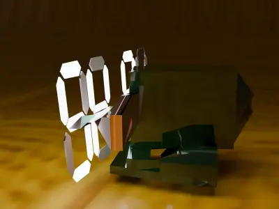 Digital LED Clock Low Poly 3D Model Low-poly 3D model