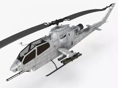 Bell AH-1S Cobra Blank Basic Animation Low-poly 3D model