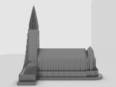 Hallgrimskirkja Iceland Reykjavik - Church of Hallgrimur Print 3D model