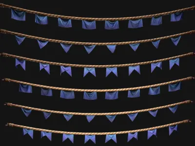 Medieval Flag for the Fair Low-poly 3D model