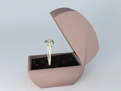 Ladies Gold Platinum Heart Style Engagement Ring Free 3D model