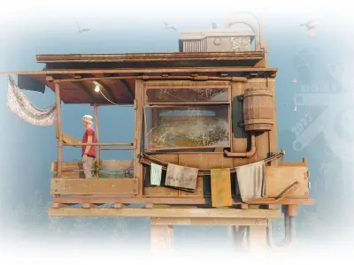 Radio Station Low-poly 3D model