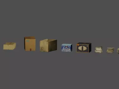 Boxes Low-poly 3D model