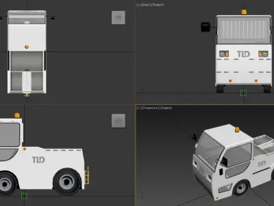 Small JET 16  bagagge tractor static low poly ground equipment Low-poly 3D model