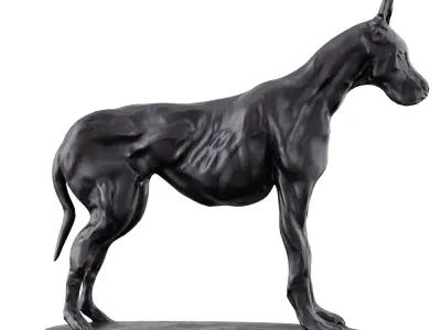 Black Doberman Dog Statue Low-poly 3D model