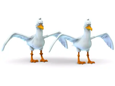 Hi-Poly Subdivision 3D Model SeaGull Cartoon Low-poly 3D model