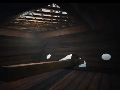 Caravel mediterranean sailing ship Low-poly 3D model