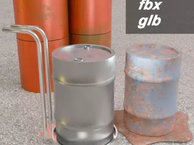 Construction Drum Pack - Low-poly 3D model