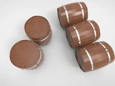 Wooden barrels 3D model