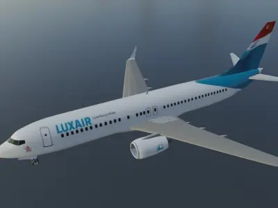 Boeing 737-800 low poly 3D Model with cockpit  Low-poly 3D model