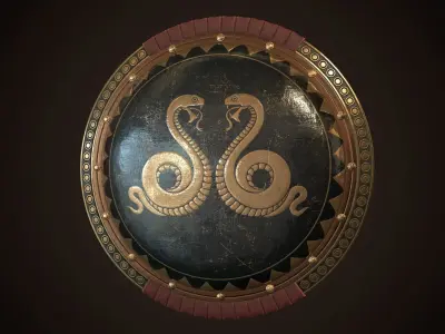 Hoplite Shield Snakes Low-poly 3D model