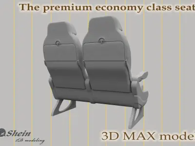 The premium economy class seat 3D model