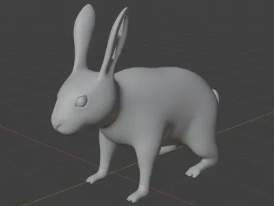 Black and white Rabbit low poly rigged  Low-poly 3D model