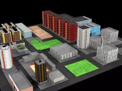 Simple Low poly City 3D Model Free low-poly 3D model