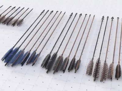 Arrows and Bolts 36 Types 3D AssetKit Free low-poly 3D model