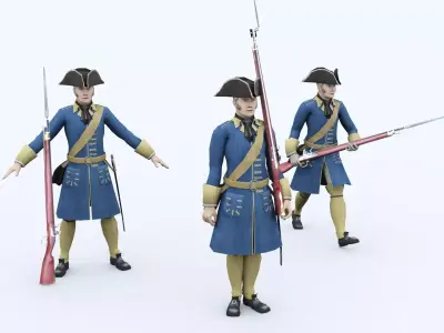 Swedish infantryman1709 Low-poly 3D model