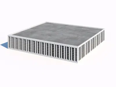 Modern flat-roof office building model 3D model