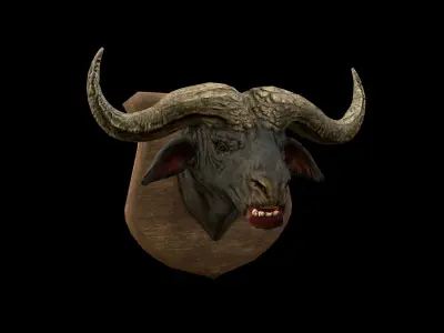 Buffalo Head - PBR - Textured Low-poly 3D model