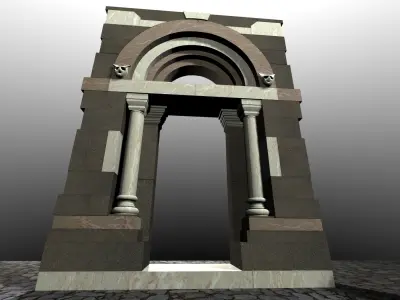Medieval Romanic Style Portal no 3 Low-poly 3D model