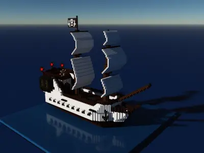 Voxel Pirate Ship Low-poly 3D model