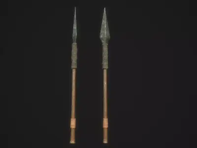 Assegay two arrowheads Low-poly 3D model