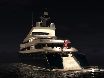 Phoenix2 Superyacht Night Scene 3D model
