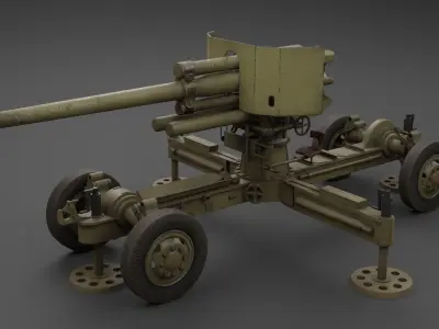 Luftvarnskanon m37 Anti Air Gun Low-poly 3D model