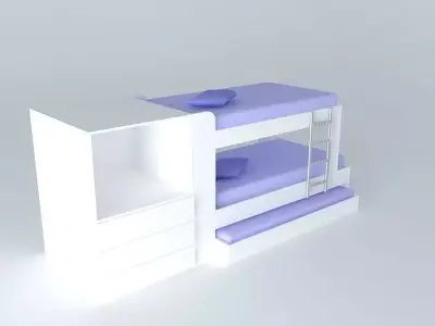 Bunk bed with auxiliary bed Free 3D model