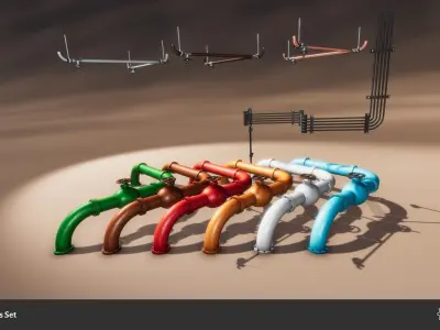 Pipes and Cables Low-poly 3D model