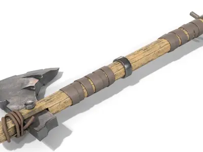 Battle Axe with Serrated Low-poly 3D model