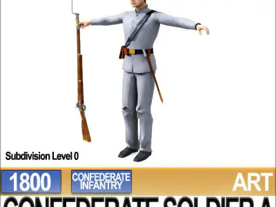 Civil War Confederate Soldier A Infantry 3D model