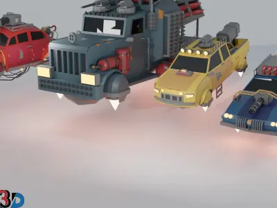 Scifi Car Collection Low Poly Free low-poly 3D model