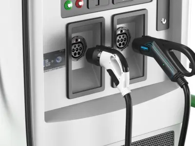 Detailed Electric Car Charger Station 3D model