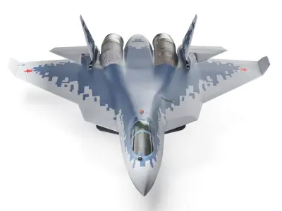 SU 57 Stealth Jet Fighter Pixel Camouflage 3D model