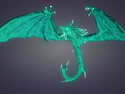 Stylized IceDragon Low-poly 3D model